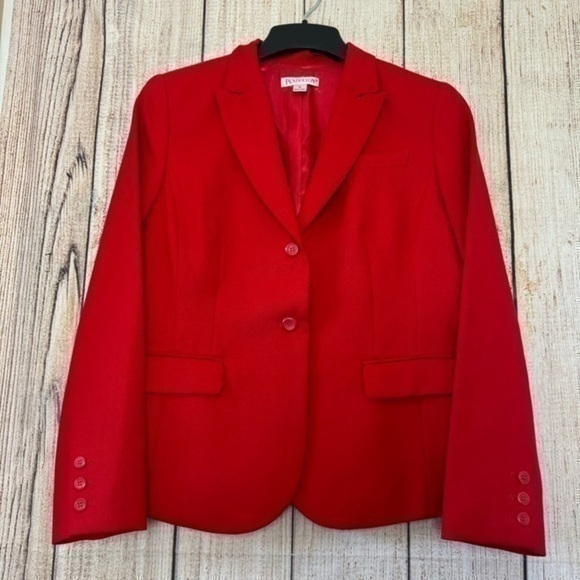 Pendleton Jackets & Blazers - Pendleton Womens Virgin Wool Red Casual Blaze Jacket size 12